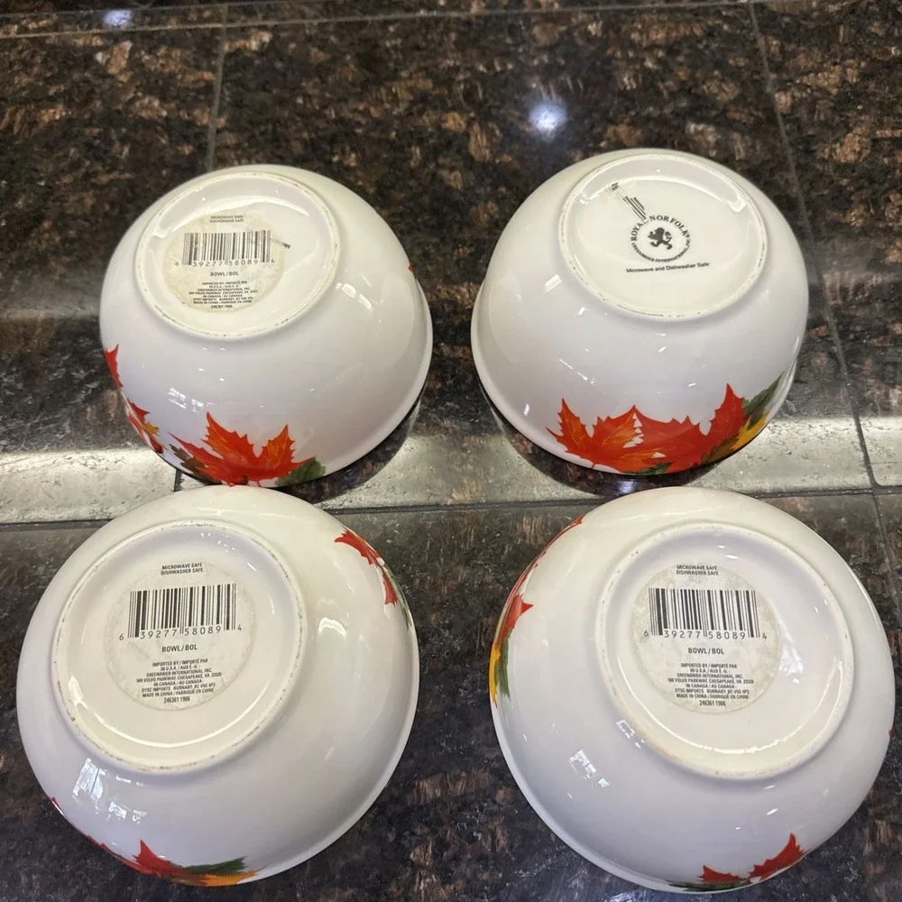 12 pieces Royal Norfolk Autumn Leaves Acorn Bowls, plates,‎ cups Thanksgiving